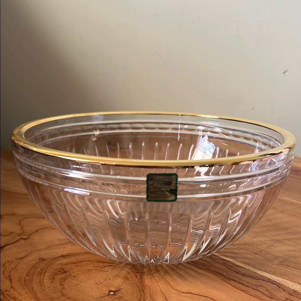 Marquis by Waterford Crystal Round Bowl Vase Hanover Gold  8"W